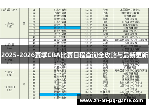 2025-2026赛季CBA比赛日程查询全攻略与最新更新